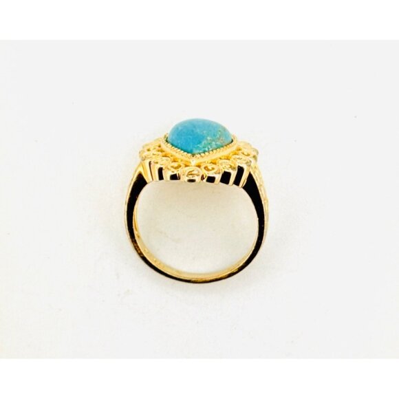 Estate Ross Simon’s Sleeping Beauty Turquoise Ring 14k Gold Over 925 Size 8.75 - Picture 5 of 9